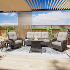 UPTIOT Outdoor Lounge Set with Square Fire Pit