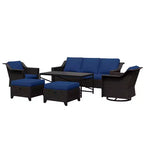 UPTIOT 6-Piece Outdoor Patio Set: 2 Swivel Chairs, 3-Seat Sofa, Coffee Table & 2 Ottomans