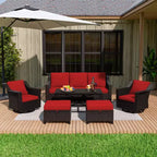 UPTIOT 6-Piece Outdoor Patio Set: 2 Swivel Chairs, 3-Seat Sofa, Coffee Table & 2 Ottomans