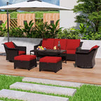 UPTIOT 6-Piece Outdoor Patio Set: 2 Swivel Chairs, 3-Seat Sofa, Coffee Table & 2 Ottomans