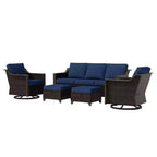 UPTIOT Outdoor Patio Set with 3-Seat Sofa, 2 Swivel Chairs, and 2 Ottomans
