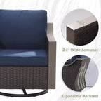 UPTIOT Outdoor Patio Set with 3-Seat Sofa, 2 Swivel Chairs, and 2 Ottomans
