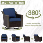UPTIOT Outdoor Patio Set with 3-Seat Sofa, 2 Swivel Chairs, and 2 Ottomans