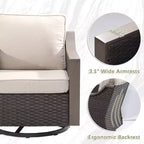 UPTIOT Outdoor Patio Set with 3-Seat Sofa, 2 Swivel Chairs, and 2 Ottomans