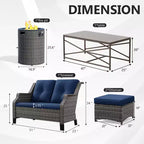 UPTIOT Outdoor Lounge Set with Fire Pit & Ottoman Seating