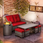 UPTIOT Outdoor Lounge Set with Fire Pit & Ottoman Seating