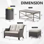 UPTIOT Outdoor Lounge Set with Fire Pit & Ottoman Seating