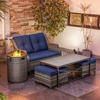 UPTIOT Outdoor Lounge Set with Fire Pit & Ottoman Seating