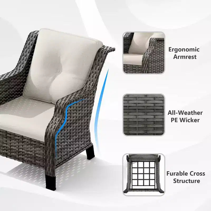 UPTIOT 5-Piece Outdoor Set with Loveseat, Armchairs & Side Tables