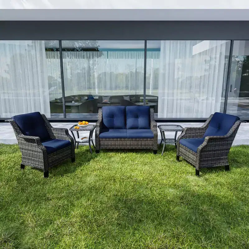 UPTIOT 5-Piece Outdoor Set with Loveseat, Armchairs & Side Tables