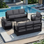 UPTIOT Outdoor Patio Sofa Set with Rocking Chairs and Coffee Table for All-Season Relaxation