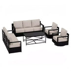 UPTIOT Outdoor Patio Sofa Set with Rocking Chairs and Coffee Table for All-Season Relaxation
