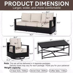 UPTIOT Outdoor Patio Sofa Set with Rocking Chairs and Coffee Table for All-Season Relaxation