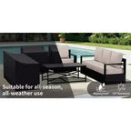 UPTIOT Outdoor Patio Sofa Set with Rocking Chairs and Coffee Table for All-Season Relaxation
