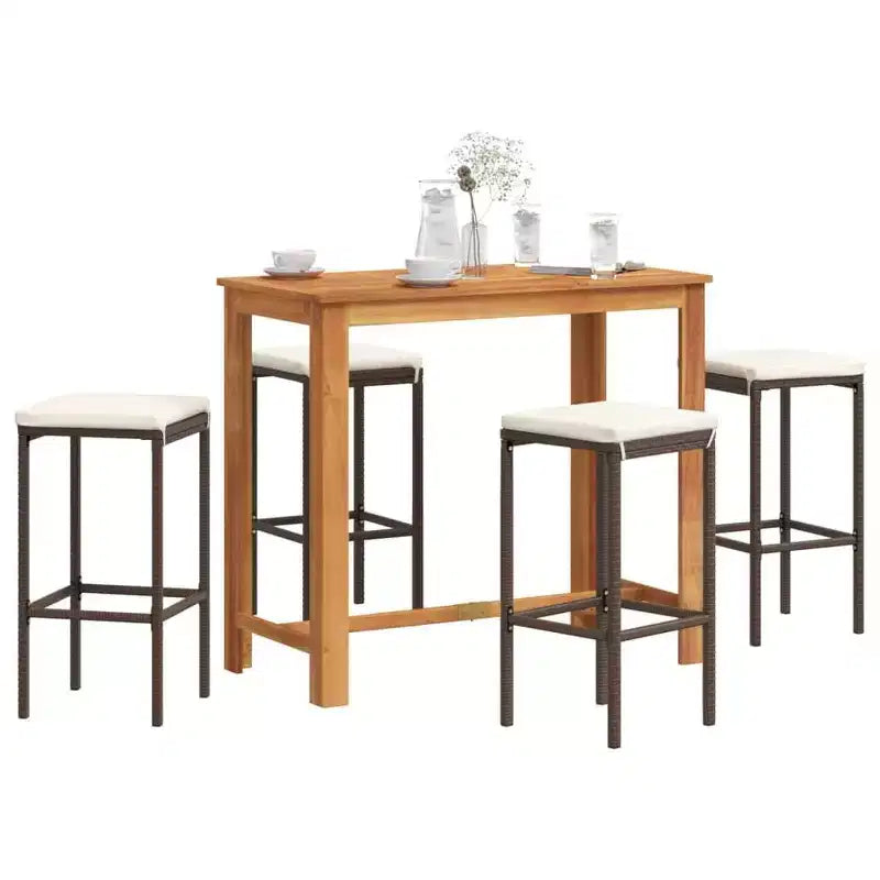 vidaXL Garden Bar Set with Solid Acacia and Poly Rattan