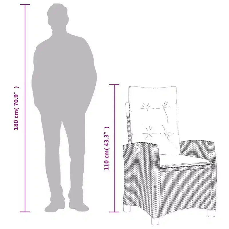 vidaXL Patio Dining Set with Cushions - Poly Rattan