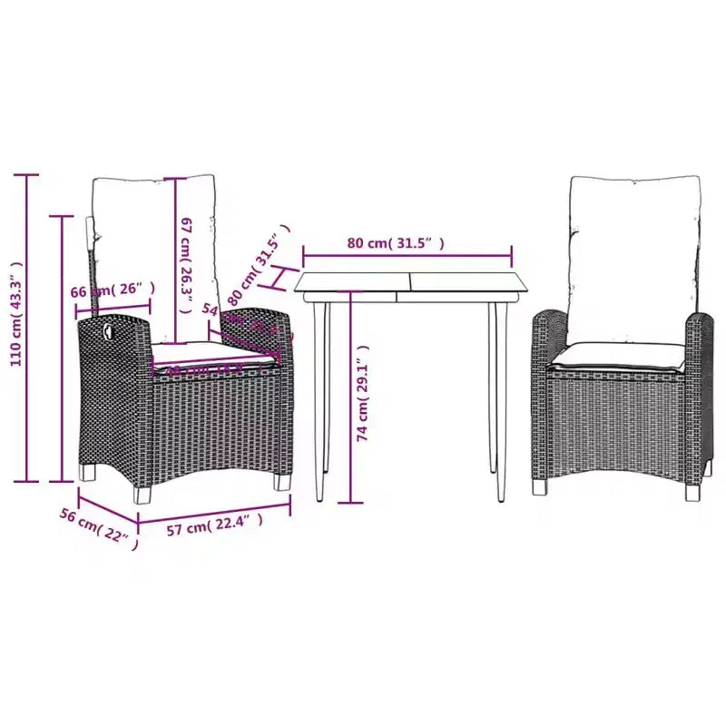 vidaXL Trendy Poly Rattan Patio Dining Set