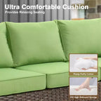 HOMLUX 7 Pieces Wicker Conversation Set, 3-Seat Sofa, Loveseat, Rattan Chairs, Ottomans & Firepit for Garden Backyard