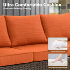 HOMLUX 7 Pieces Wicker Conversation Set, 3-Seat Sofa, Loveseat, Rattan Chairs, Ottomans & Firepit for Garden Backyard