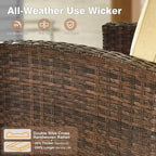 HOMLUX 7 Pieces Wicker Conversation Set, 3-Seat Sofa, Loveseat, Rattan Chairs, Ottomans & Firepit for Garden Backyard