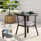 HOMLUX 3 PCS Outdoor 360Swivel Rocker Chairs Set Patio Bistro Seating Set with Side Table & Cushion