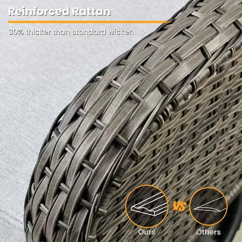 HOMLUX 3 PCS Outdoor 360Swivel Rocker Chairs Set Patio Bistro Seating Set with Side Table & Cushion