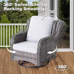 HOMLUX 3 PCS Outdoor 360Swivel Rocker Chairs Set Patio Bistro Seating Set with Side Table & Cushion