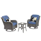 HOMLUX 3 PCS Outdoor 360Swivel Rocker Chairs Set Patio Bistro Seating Set with Side Table & Cushion