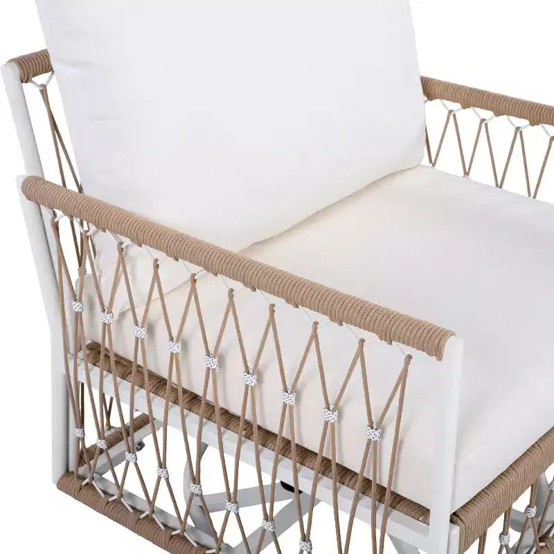 3 PCS Outdoor Conversation Set Patio Seating Group for 2, Garden Furniture Set with 2 Lounge Chairs, Glass Side Table, Waterproof Cushion - ModernLuxe