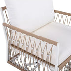 3 PCS Outdoor Conversation Set Patio Seating Group for 2, Garden Furniture Set with 2 Lounge Chairs, Glass Side Table, Waterproof Cushion - ModernLuxe