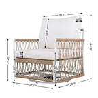 3 PCS Outdoor Conversation Set Patio Seating Group for 2, Garden Furniture Set with 2 Lounge Chairs, Glass Side Table, Waterproof Cushion - ModernLuxe