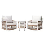 3 PCS Outdoor Conversation Set Patio Seating Group for 2, Garden Furniture Set with 2 Lounge Chairs, Glass Side Table, Waterproof Cushion - ModernLuxe
