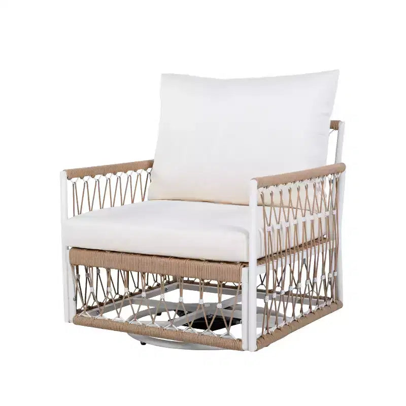 3 PCS Outdoor Conversation Set Patio Seating Group for 2, Garden Furniture Set with 2 Lounge Chairs, Glass Side Table, Waterproof Cushion - ModernLuxe