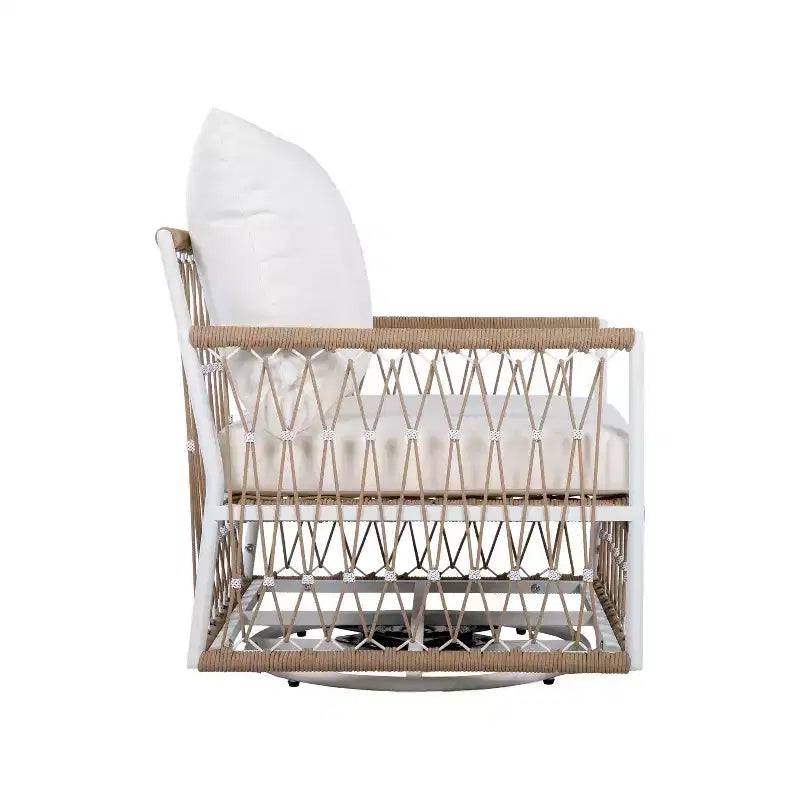 3 PCS Outdoor Conversation Set Patio Seating Group for 2, Garden Furniture Set with 2 Lounge Chairs, Glass Side Table, Waterproof Cushion - ModernLuxe