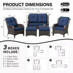 UPTIOT All-Weather Olefin Wicker Sofa Set with Multi-Functional Ottomans
