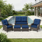 UPTIOT All-Weather Olefin Wicker Sofa Set with Multi-Functional Ottomans
