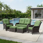 UPTIOT All-Weather Olefin Wicker Sofa Set with Multi-Functional Ottomans