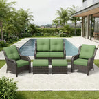 UPTIOT All-Weather Olefin Wicker Sofa Set with Multi-Functional Ottomans