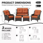 UPTIOT All-Weather Olefin Wicker Sofa Set with Multi-Functional Ottomans