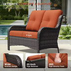 UPTIOT All-Weather Olefin Wicker Sofa Set with Multi-Functional Ottomans