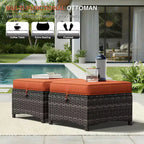 UPTIOT All-Weather Olefin Wicker Sofa Set with Multi-Functional Ottomans