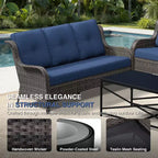 UPTIOT All-Weather Olefin Wicker Sofa & Chair Set with Multi-Functional Ottomans