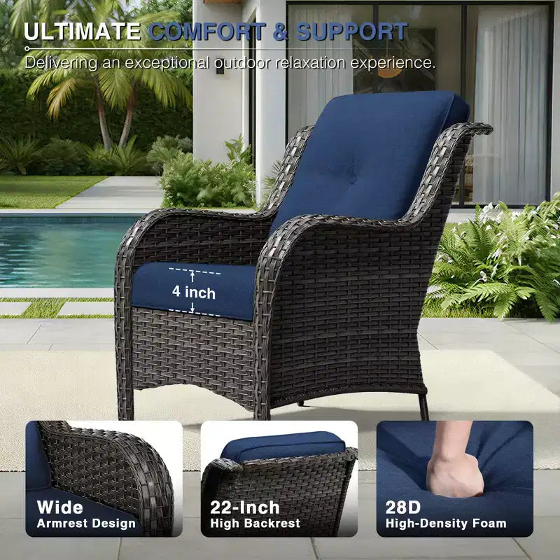 UPTIOT All-Weather Olefin Wicker Sofa & Chair Set with Multi-Functional Ottomans