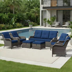 UPTIOT All-Weather Olefin Wicker Sofa & Chair Set with Multi-Functional Ottomans