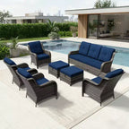 UPTIOT All-Weather Olefin Wicker Sofa & Chair Set with Multi-Functional Ottomans