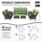 UPTIOT All-Weather Olefin Wicker Sofa & Chair Set with Multi-Functional Ottomans