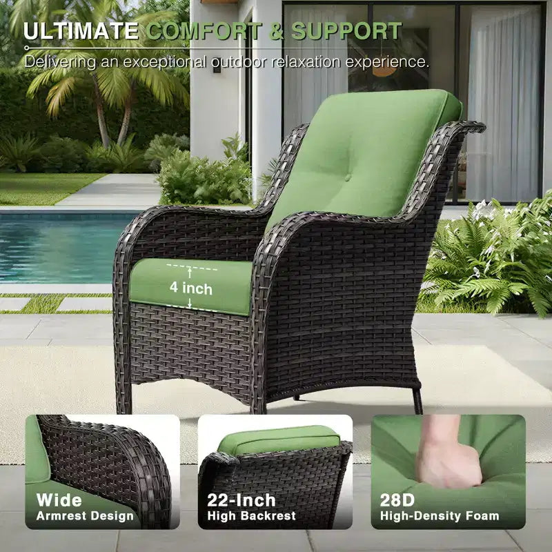 UPTIOT All-Weather Olefin Wicker Sofa & Chair Set with Multi-Functional Ottomans