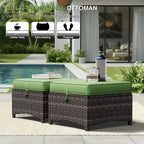 UPTIOT All-Weather Olefin Wicker Sofa & Chair Set with Multi-Functional Ottomans