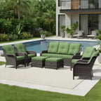 UPTIOT All-Weather Olefin Wicker Sofa & Chair Set with Multi-Functional Ottomans