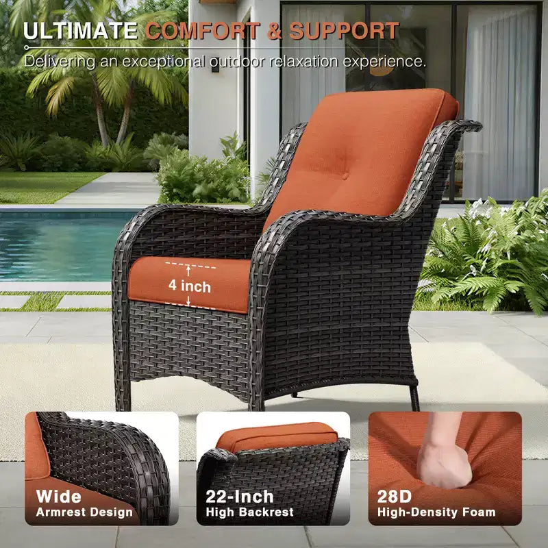 UPTIOT All-Weather Olefin Wicker Sofa & Chair Set with Multi-Functional Ottomans